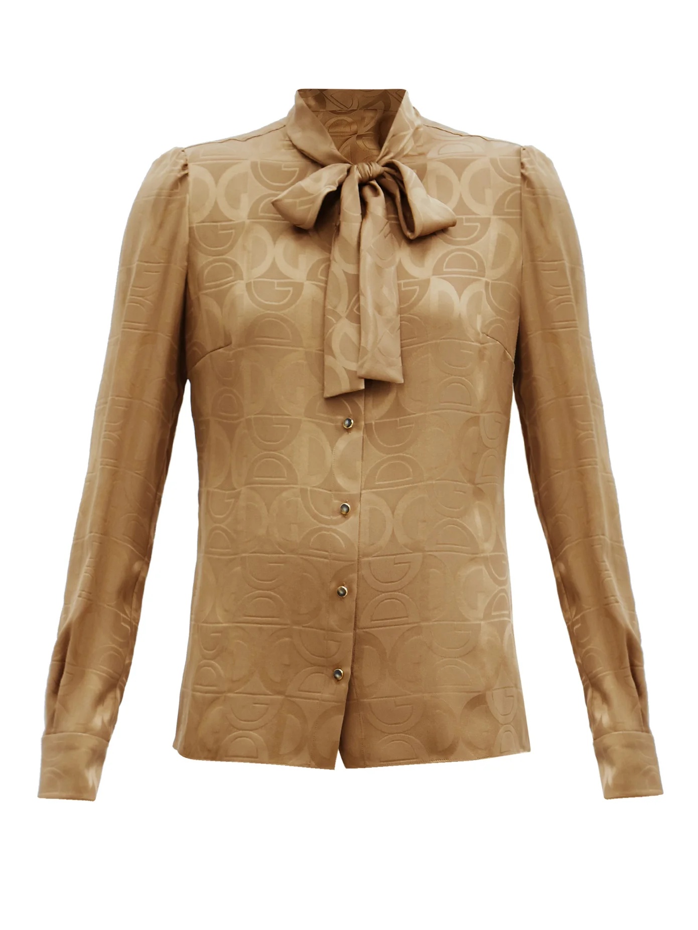 Logo-jacquard silk-satin blouse - 1