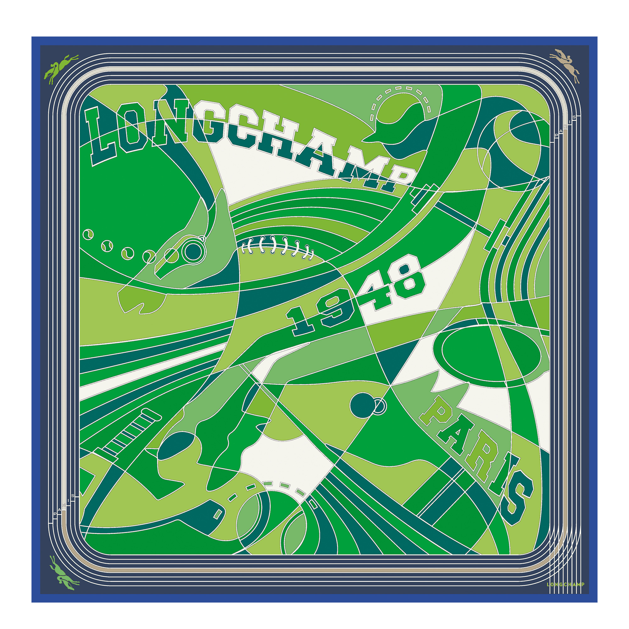 Longchamp League Silk scarf 90 Green - OTHER - 1