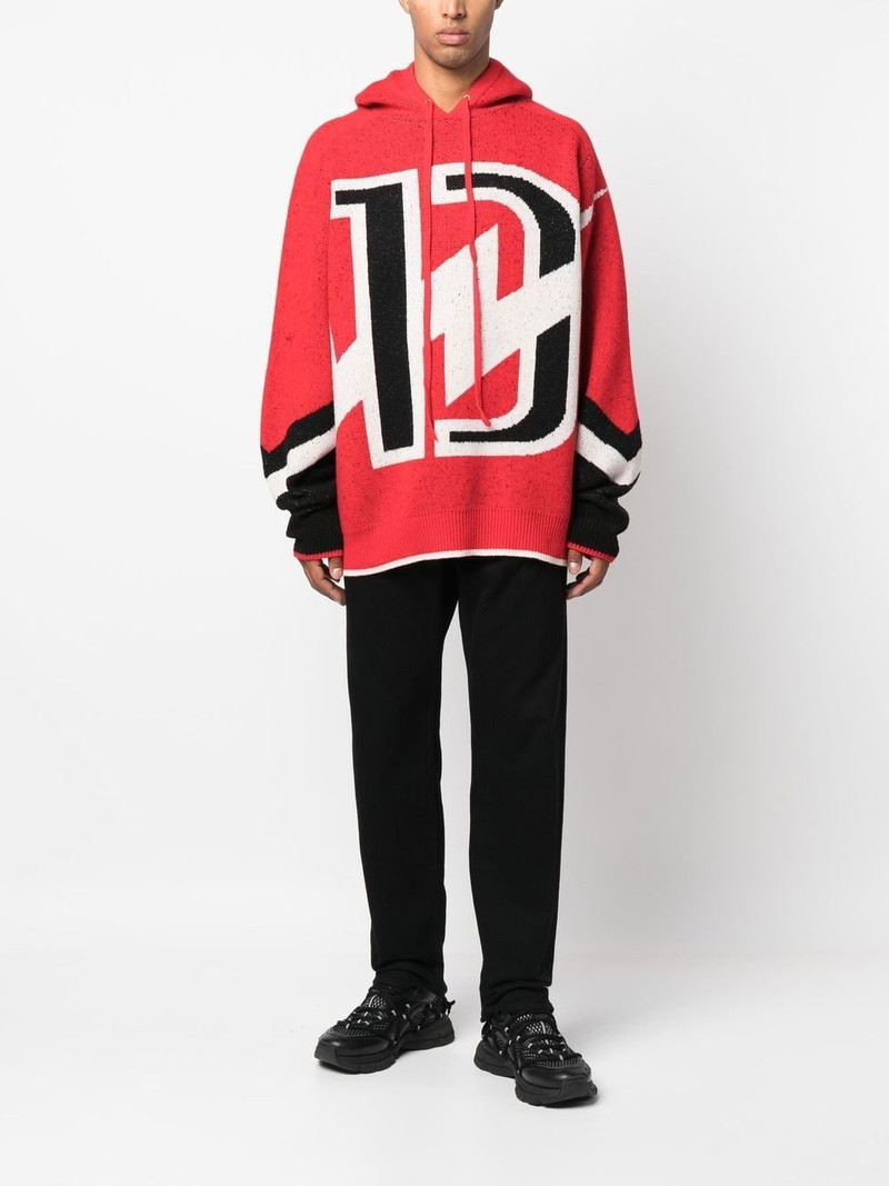 We11done wool-blend logo-print hoodie outlook