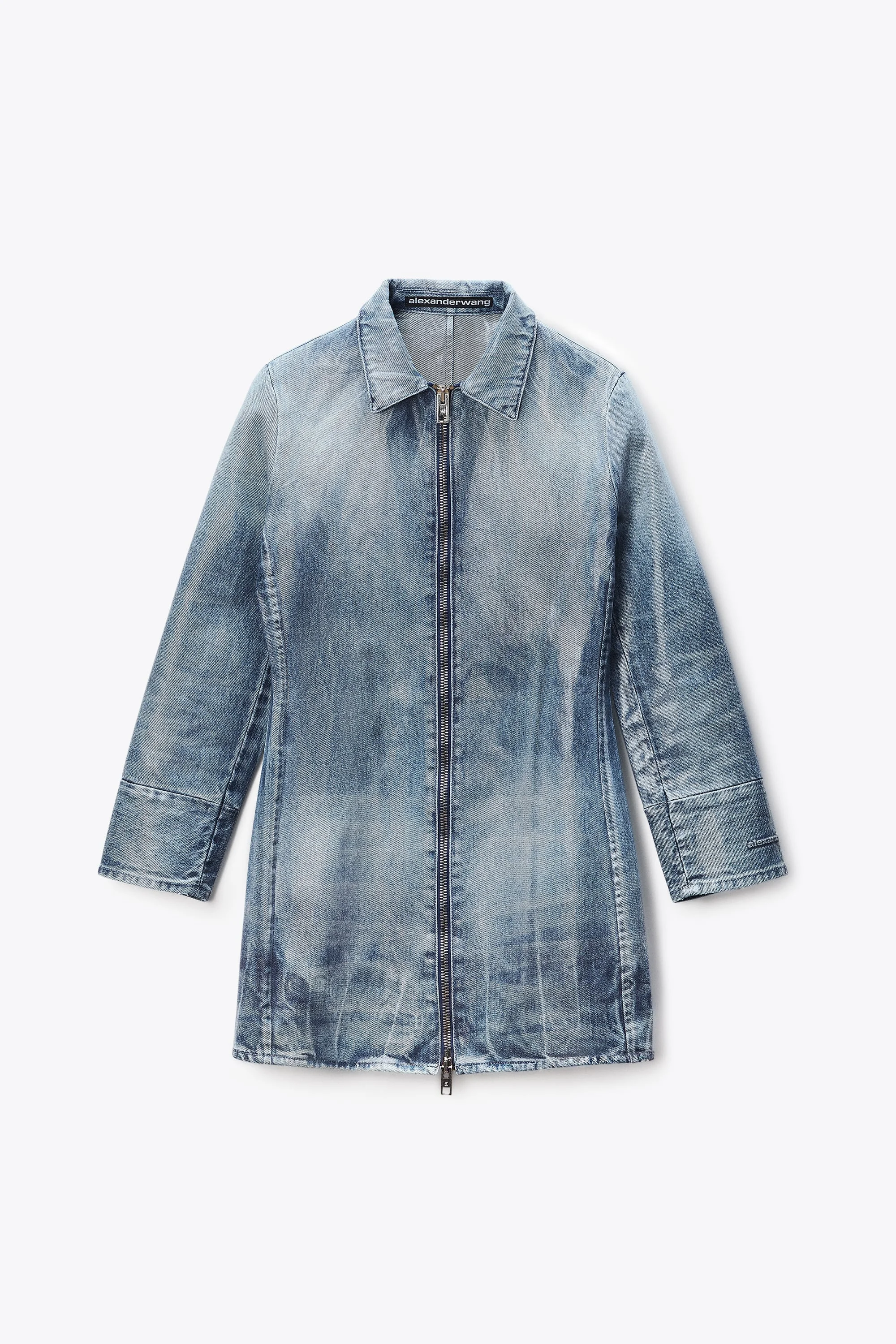 GLAZED DENIM LONG JACKET - 1