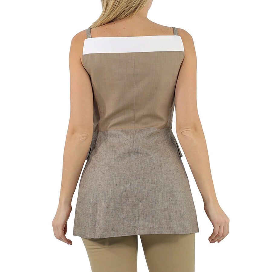 Burberry Wool Cashmere And Linen Waistcoat In Pecan Melange - 3