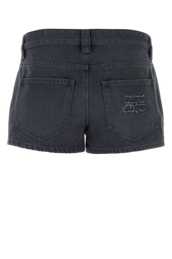 Miu Miu Woman Dark Grey Drill Shorts - 2