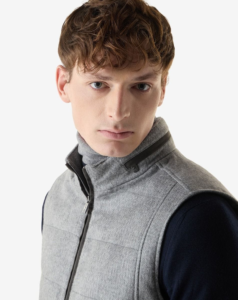 Grey micropatterned silk and cashmere waistcoat 3