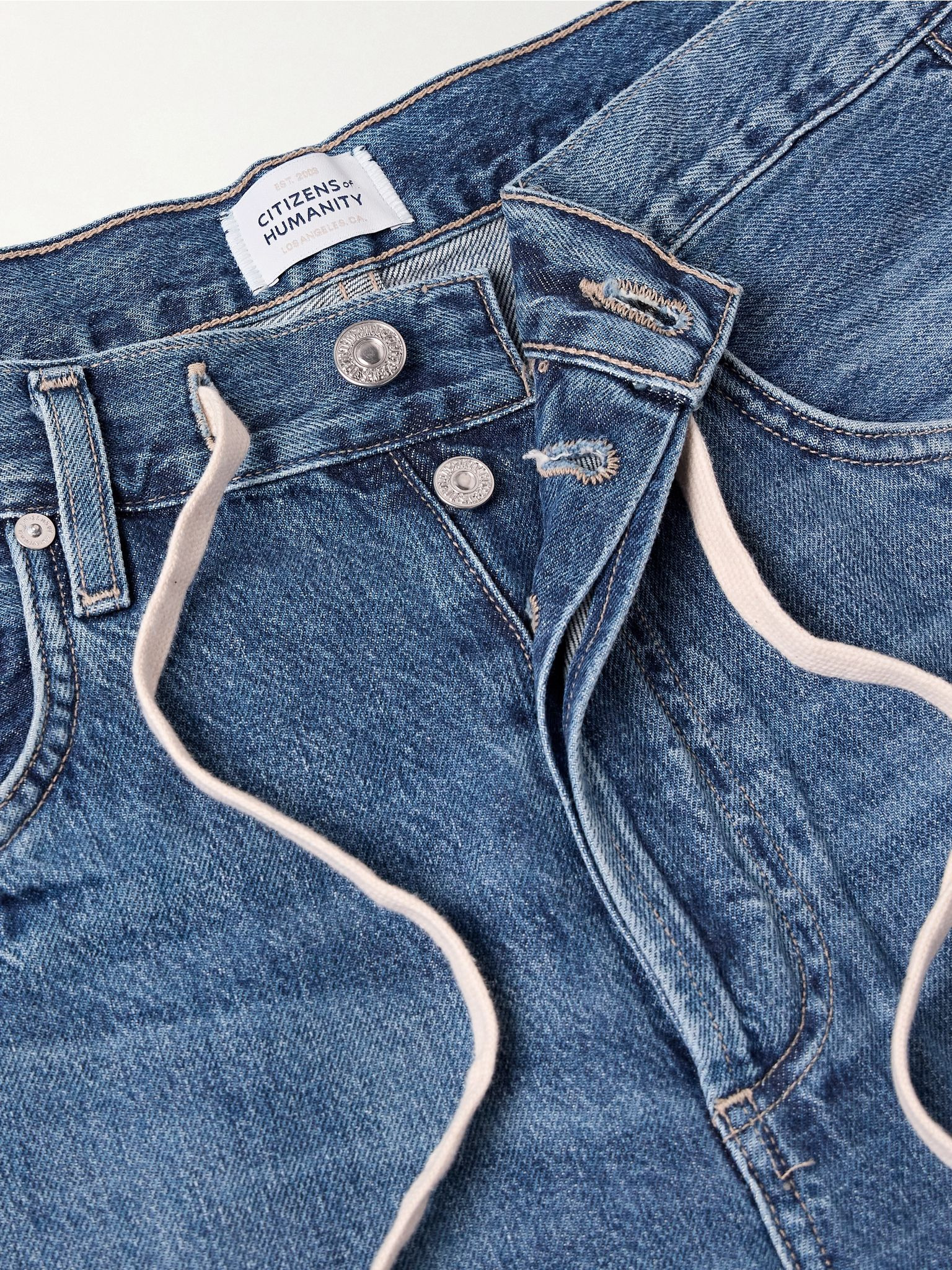 Brynn Drawstring mid-rise wide-leg jeans Dark denim - 5