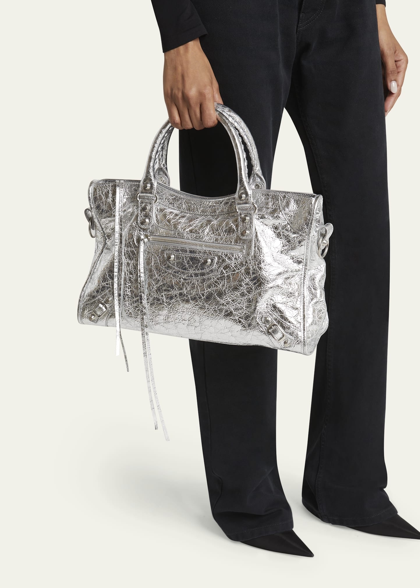Le City Medium Metallic Leather Tote Bag - 2