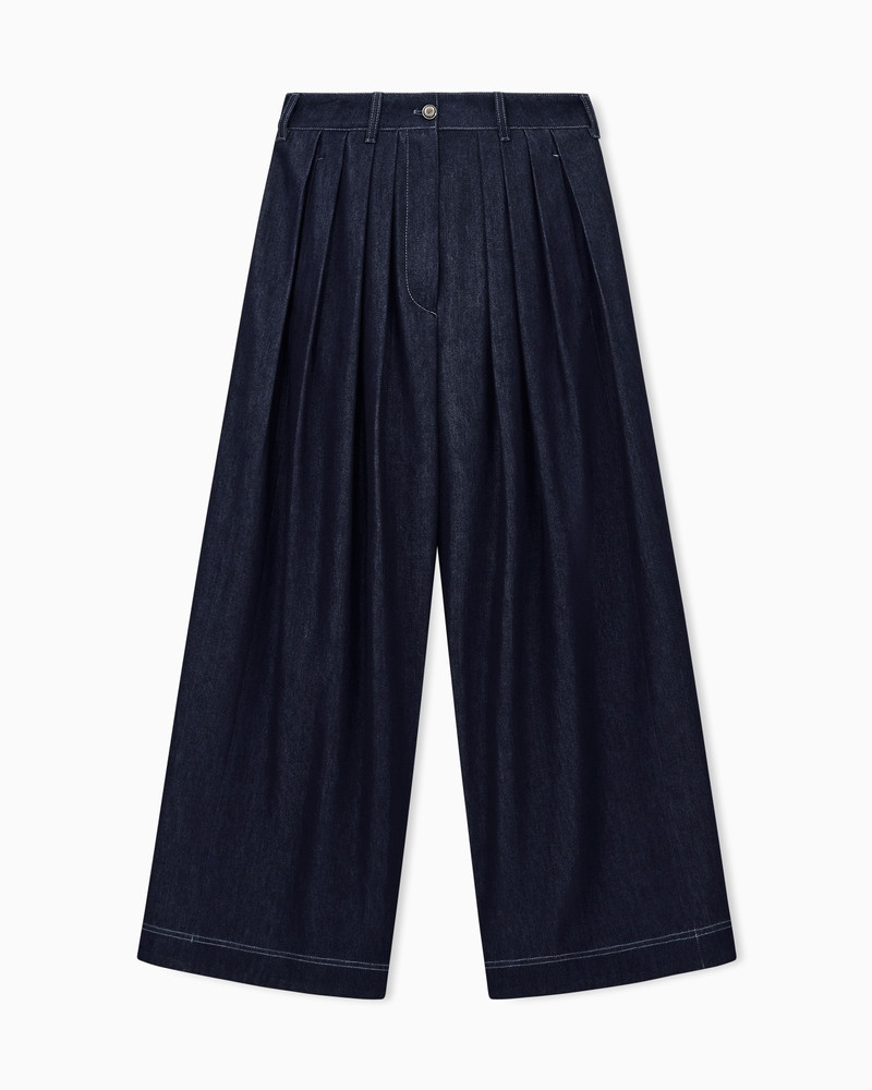 PLEATED WIDE-LEG JEANS IN VIRGIN WOOL AND COTTON DENIM 1