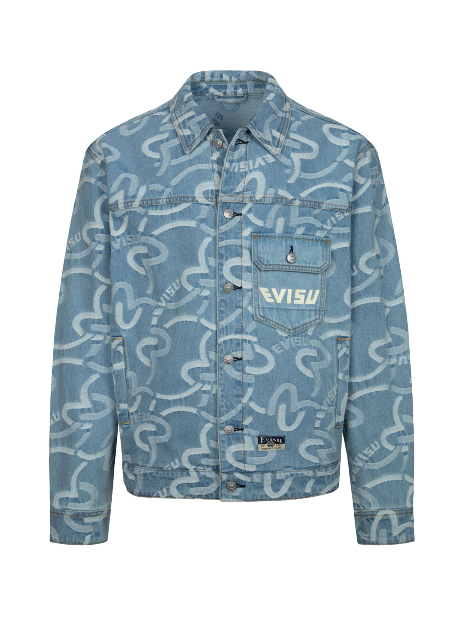 ALLOVER SEAGULL JACQUARD RELAX FIT DENIM JACKET - 12