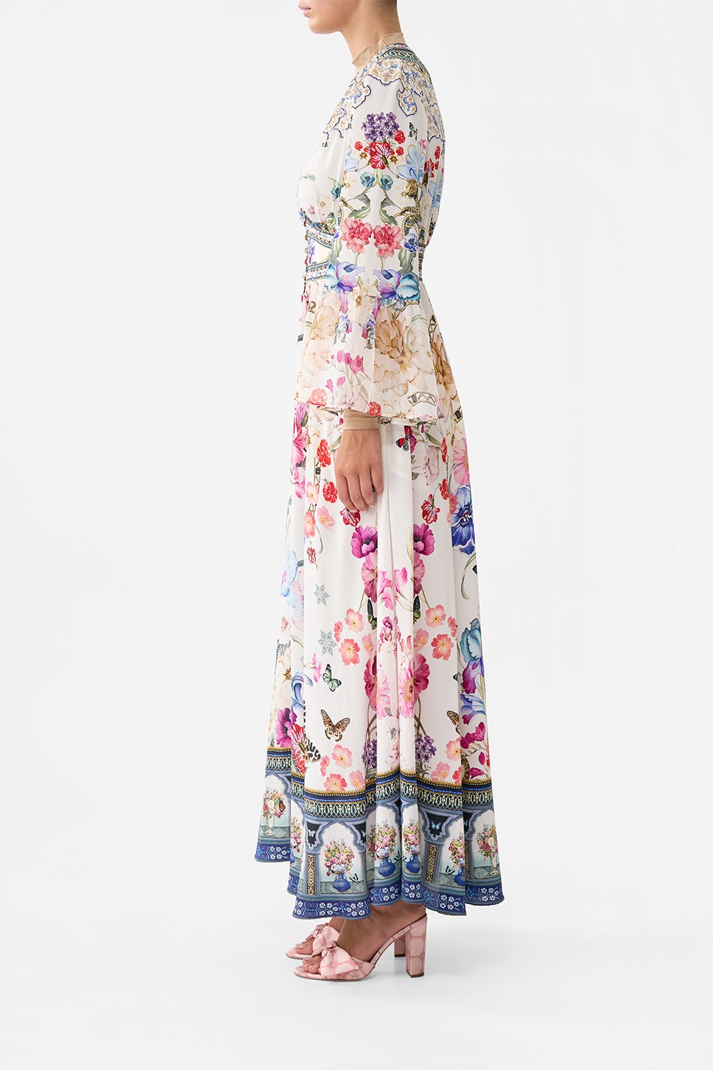 SHAPED WAISTBAND DRESS WITH RUFFLE SLEEVE - 11