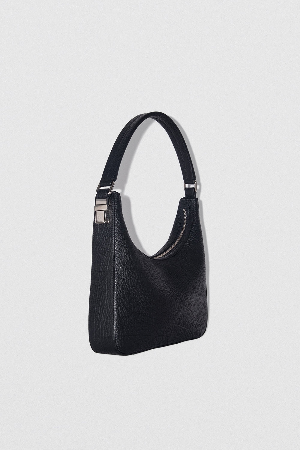 Rhea Black Large Grain Leather Shoulder Bag - 2