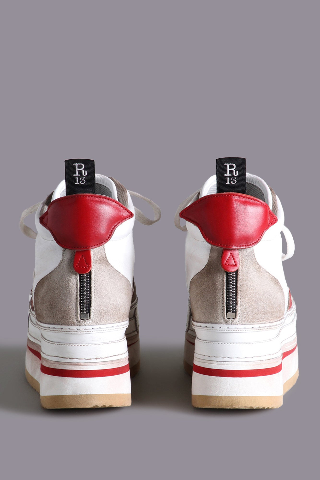 The Riot Leather High Top - Red and White | R13 Denim Official Site - 3
