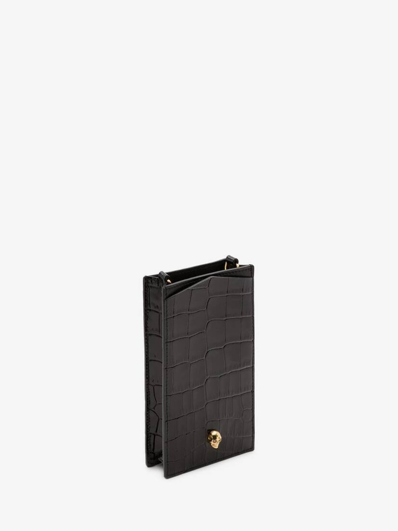 Alexander McQueen Women's Skull Phone Case With Chain in Black outlook