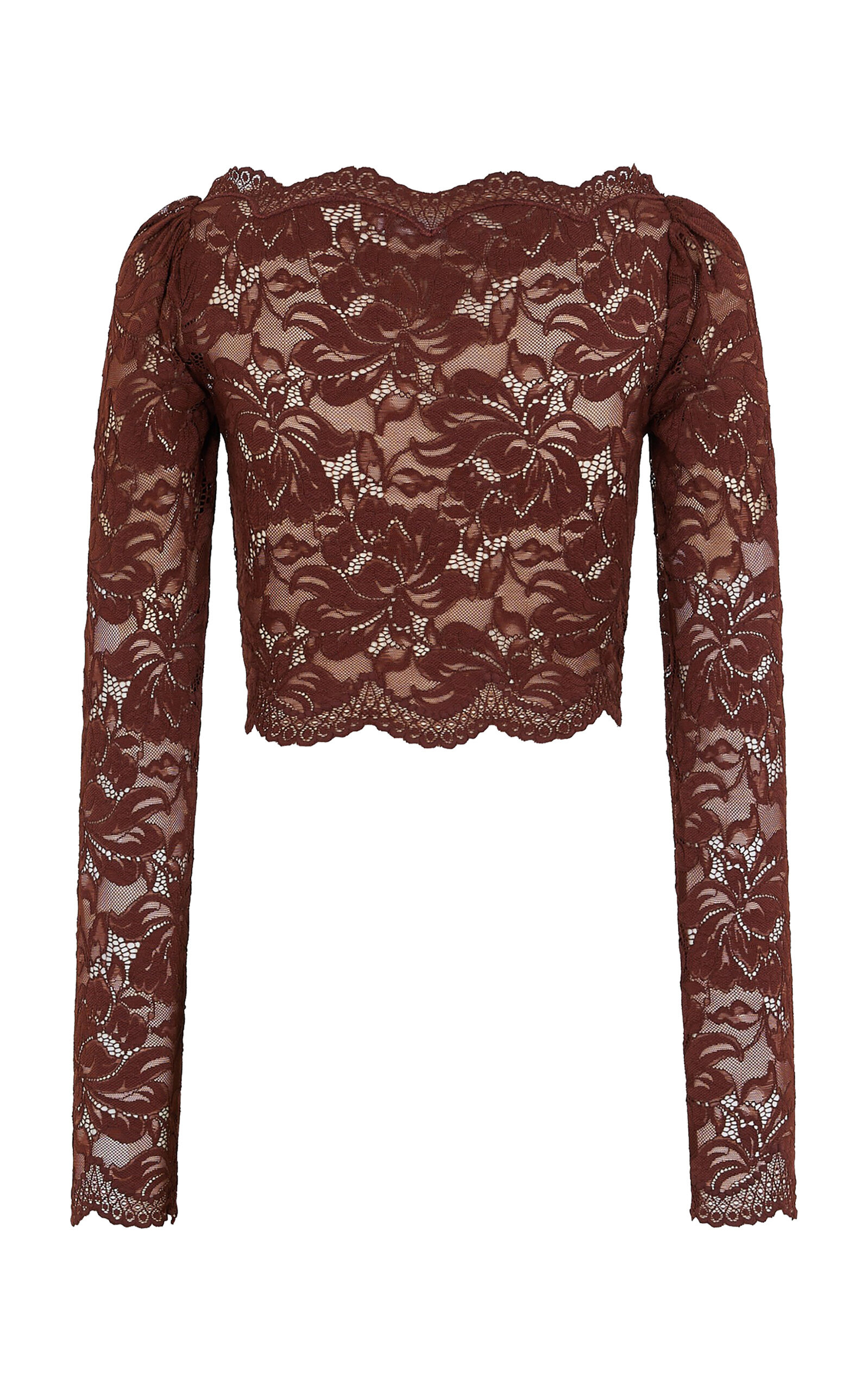 Floral Lace Cropped Top burgundy - 3