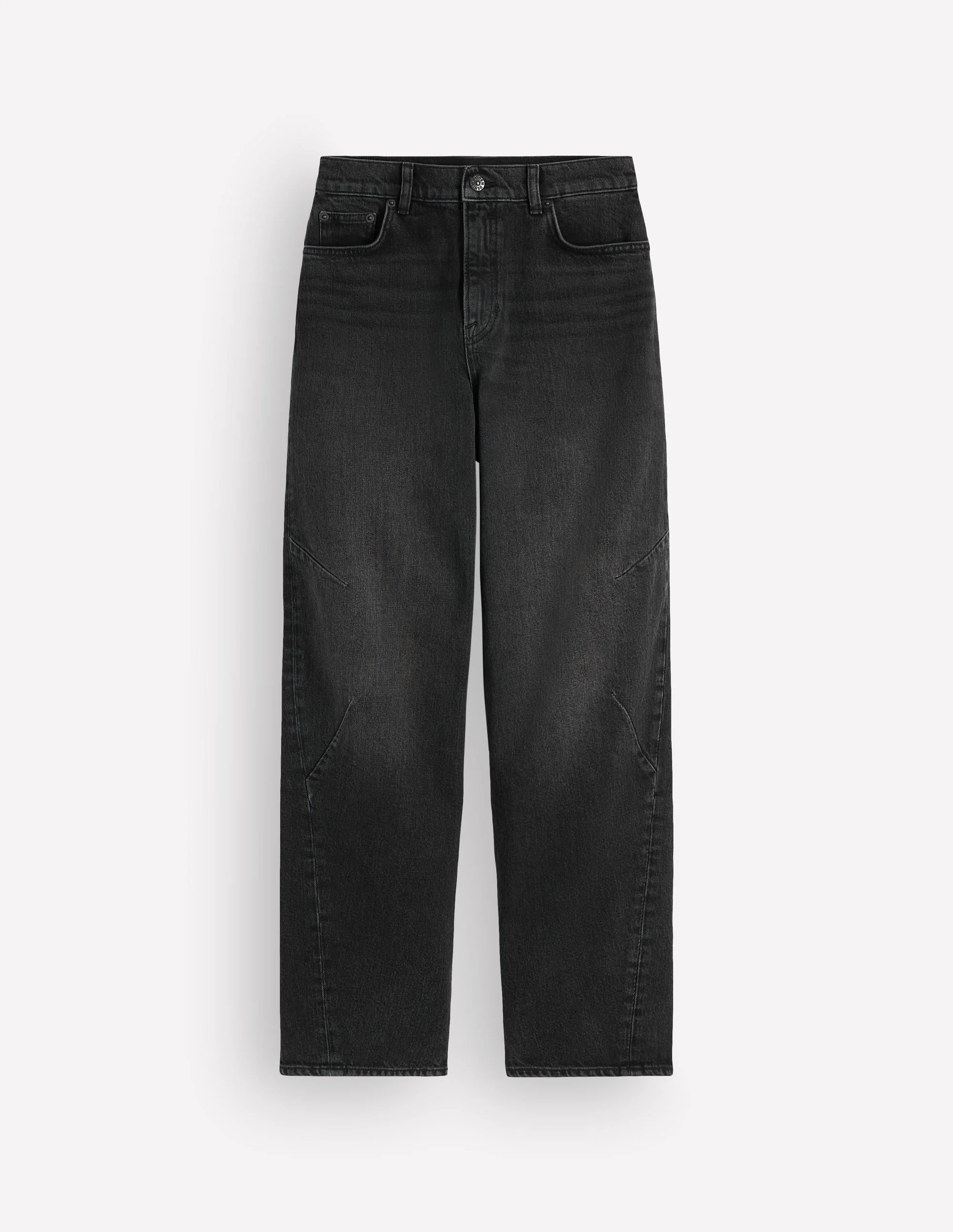 Barrel Leg Jeans-Washed Black - 1