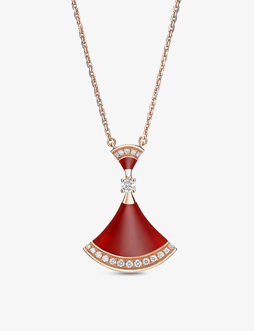 Diva’s Dream 18ct rose gold, 0.28ct round-cut pavé diamonds and carnelian necklace - 1