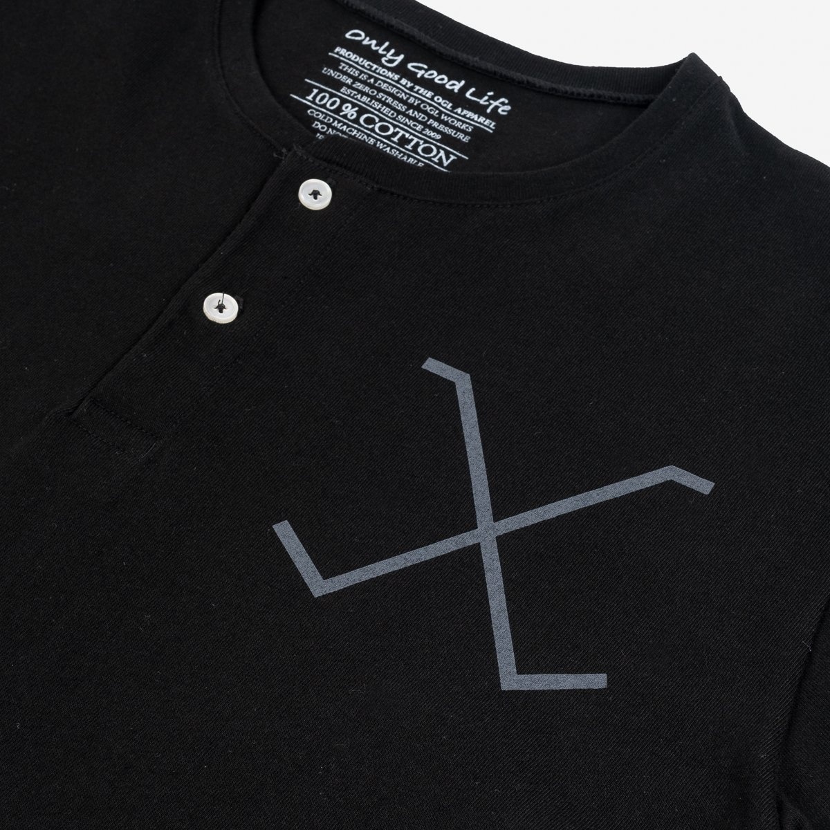 OGL 5.6oz Henley Tee - Black - 9