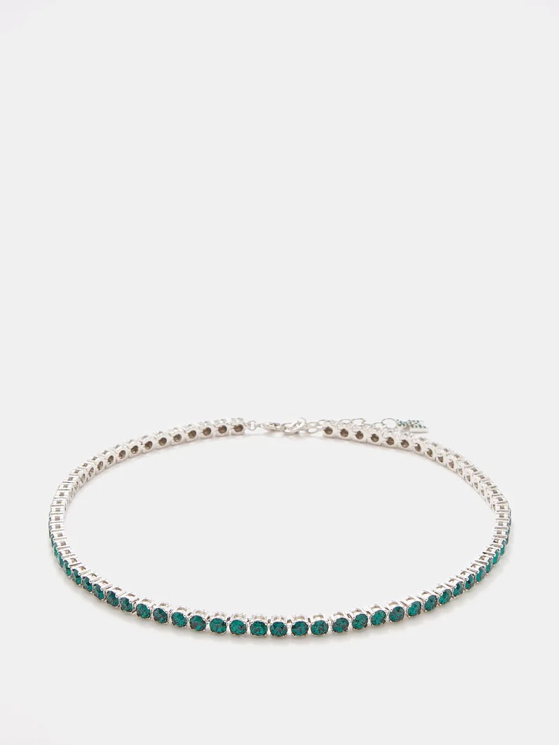Amina Muaddi Crystal-embellished tennis necklace outlook
