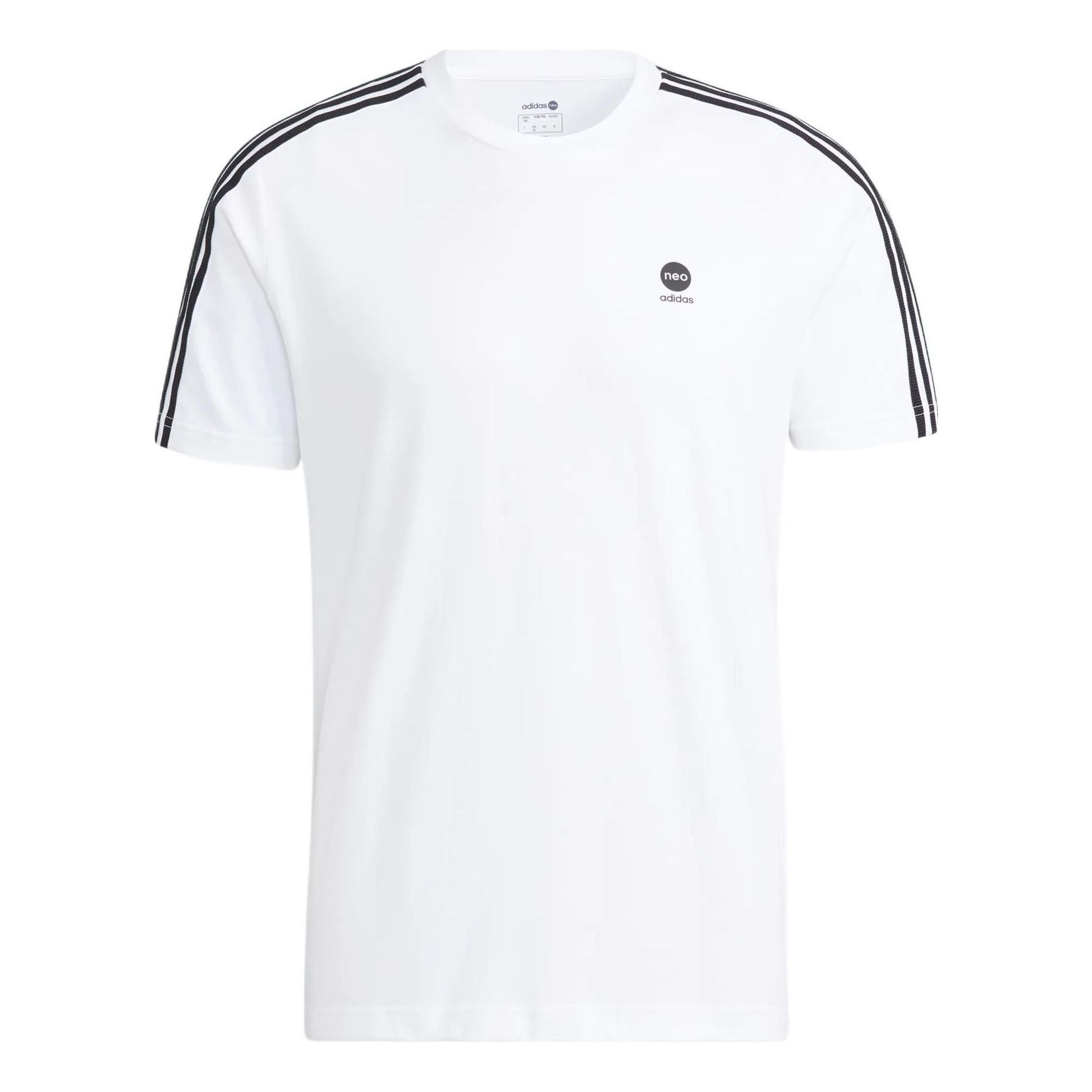 Men's adidas neo Contrasting Colors Stripe Athleisure Casual Sports Short Sleeve White T-Shirt HD466 - 1