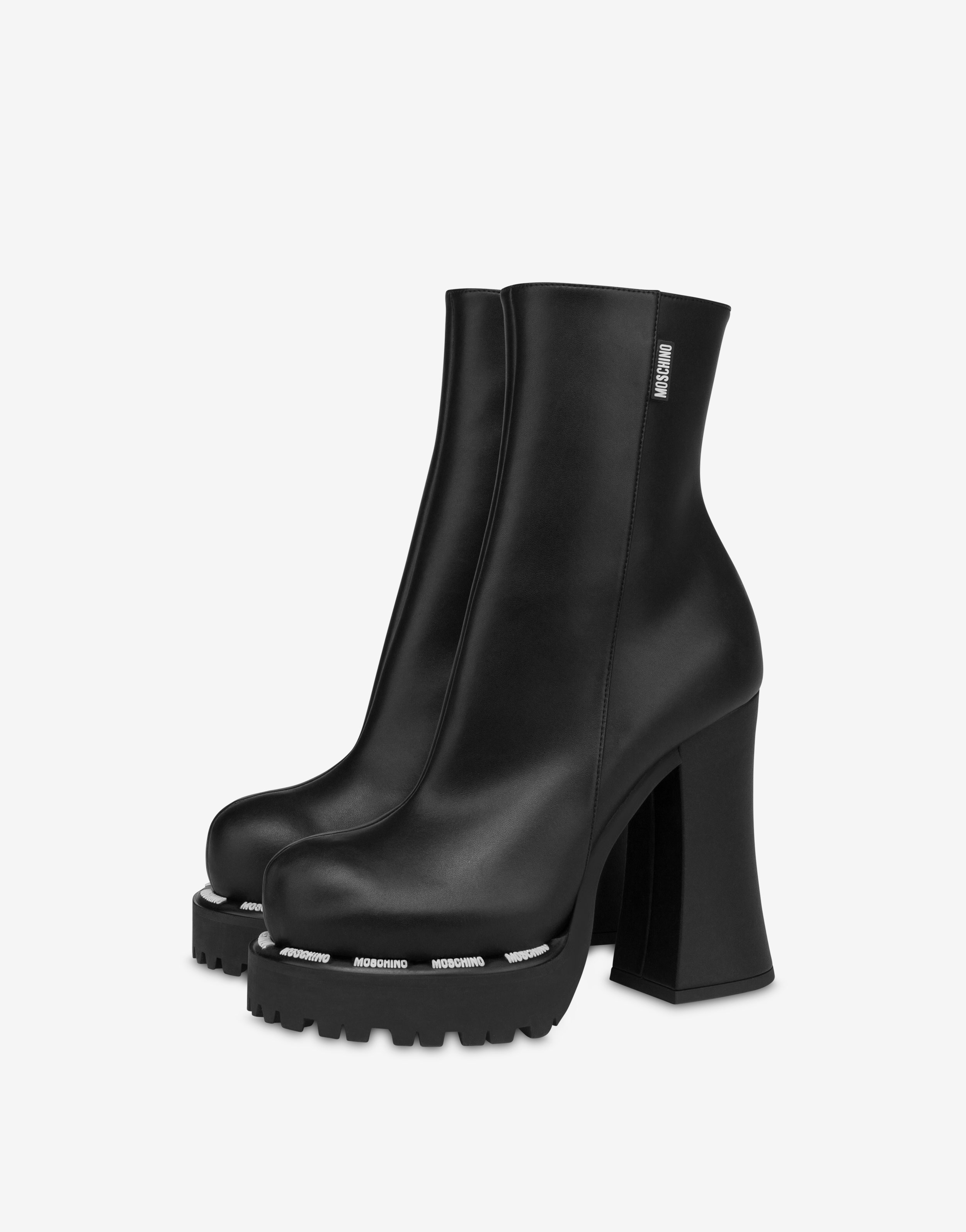 MOSCHINO LABEL HIGH-HEELED BOOTS - 1