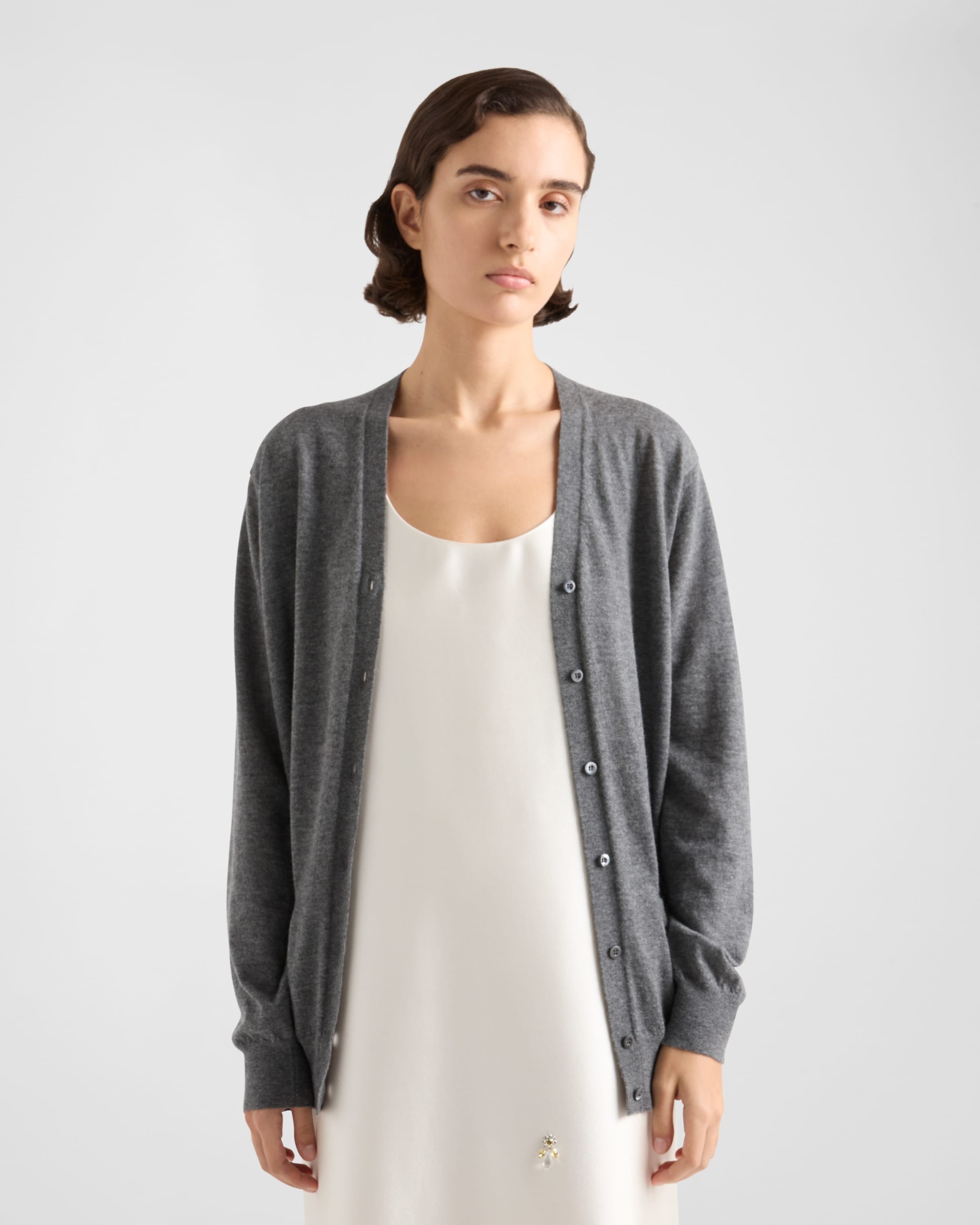 Long embroidered silk and wool dress - 4