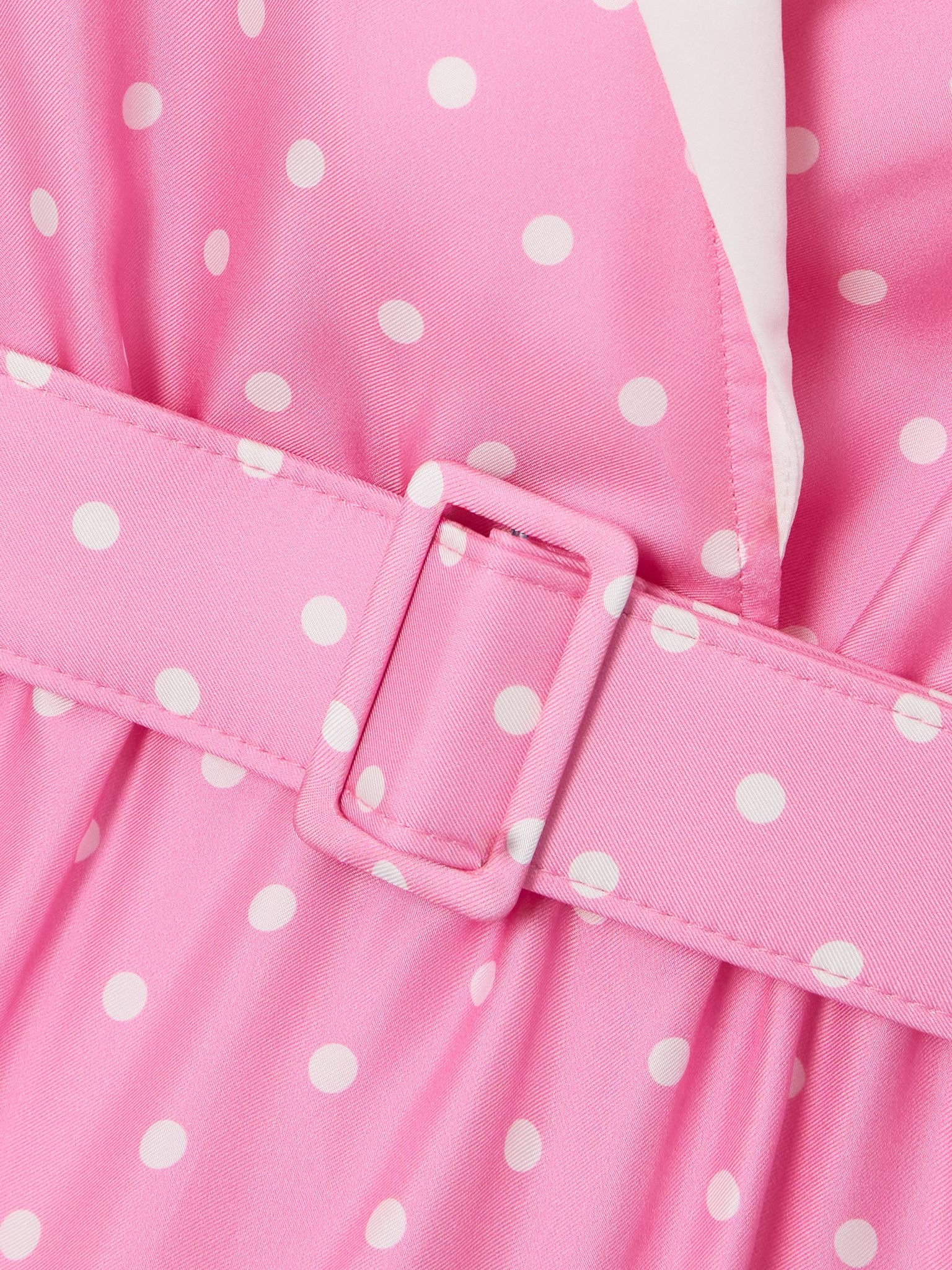 Belted wrap-effect pleated polka-dot silk-twill mini dress Pink - 4