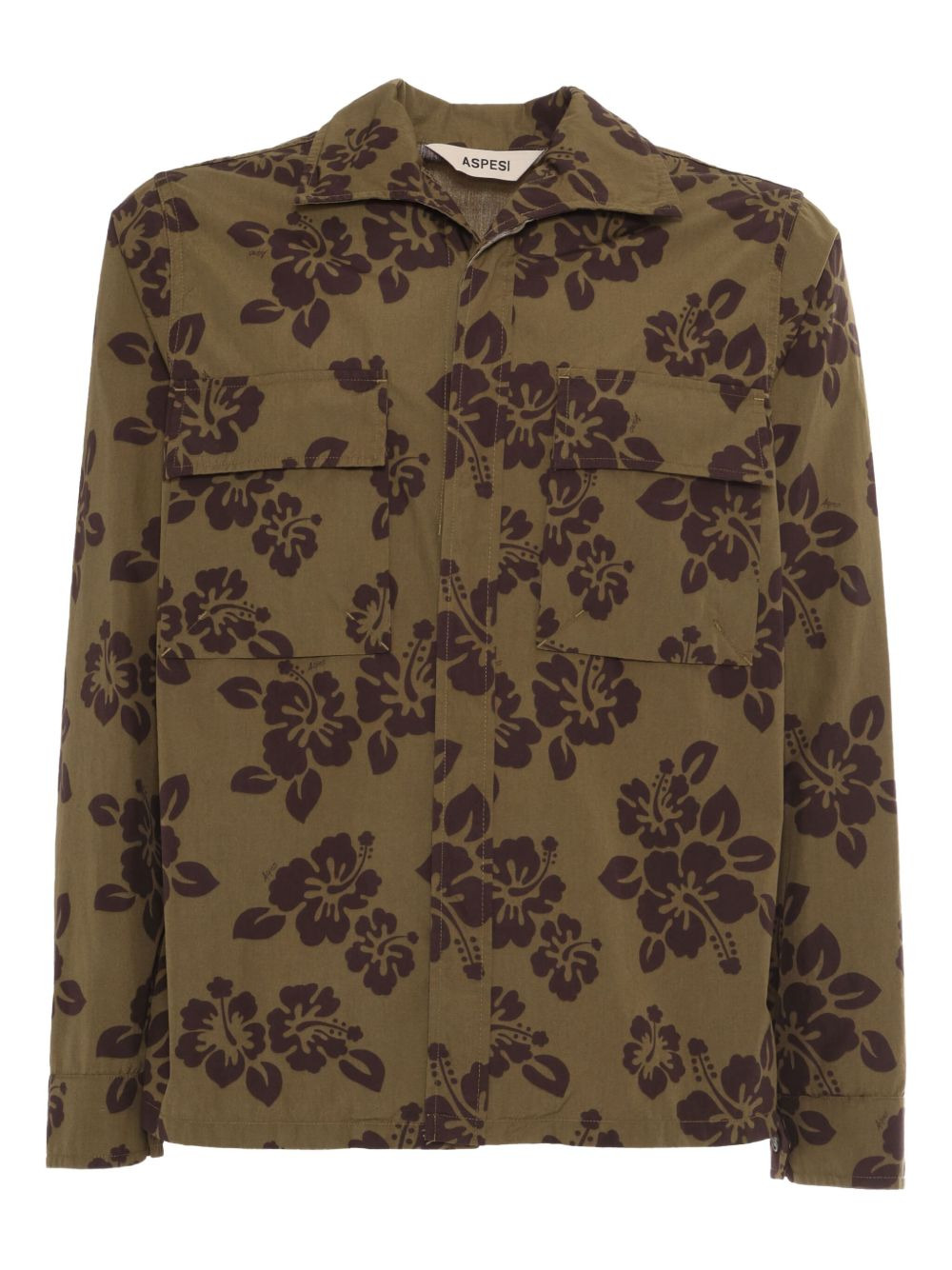 hibiscus-print cotton shirt - 4