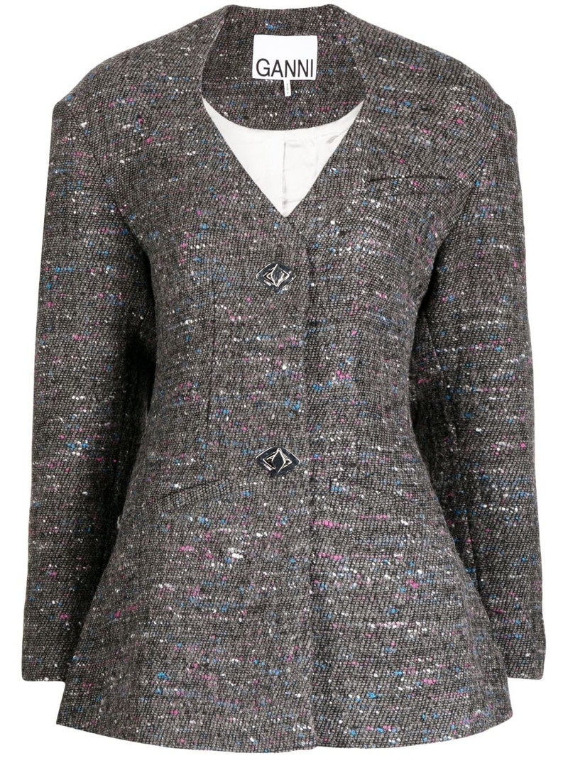 fitted wool-blend blazer 1