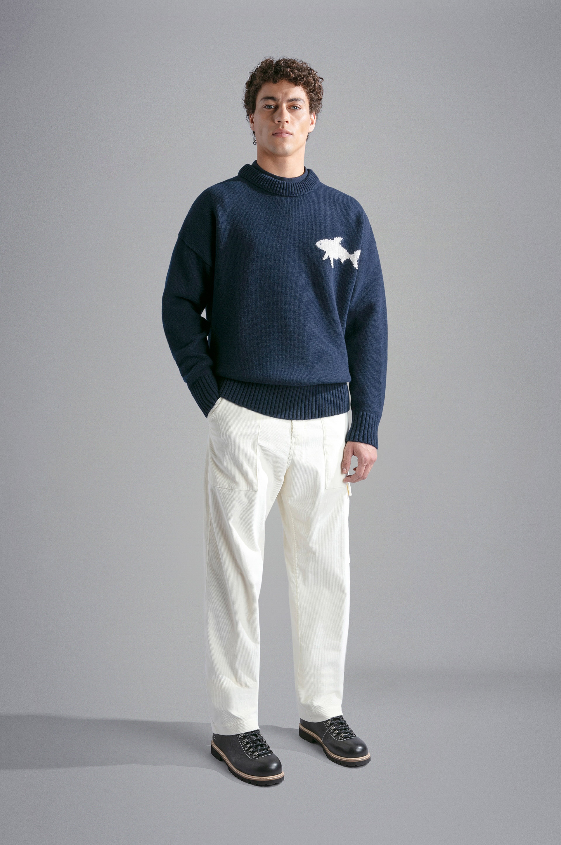 RE-WOOL SWEATER WITH SHARK INLAY - 2
