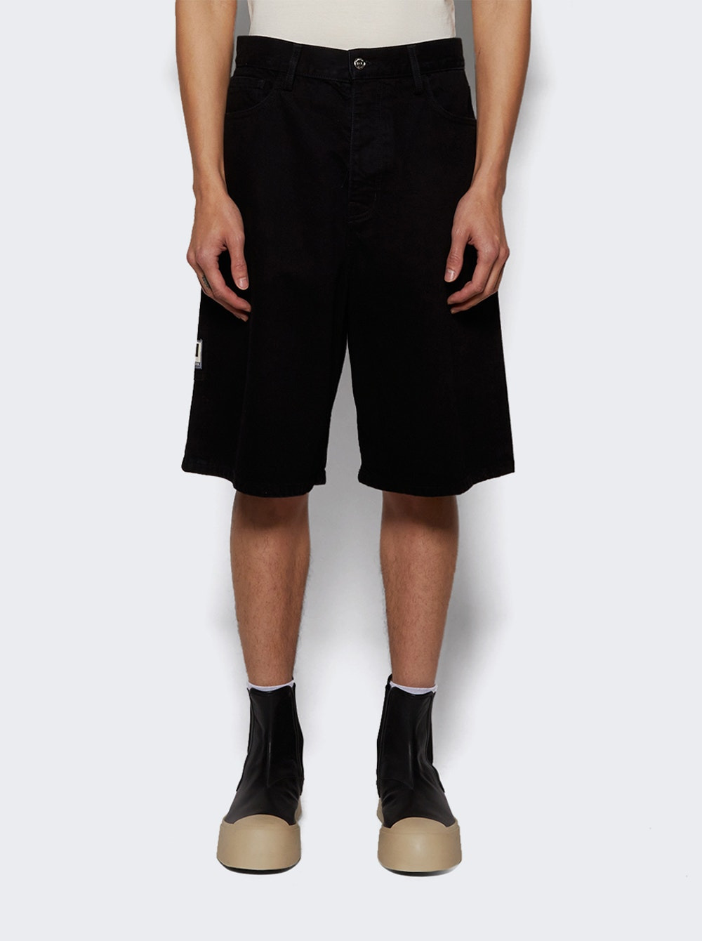 Denim Baggy Carpenter Shorts Black - 2