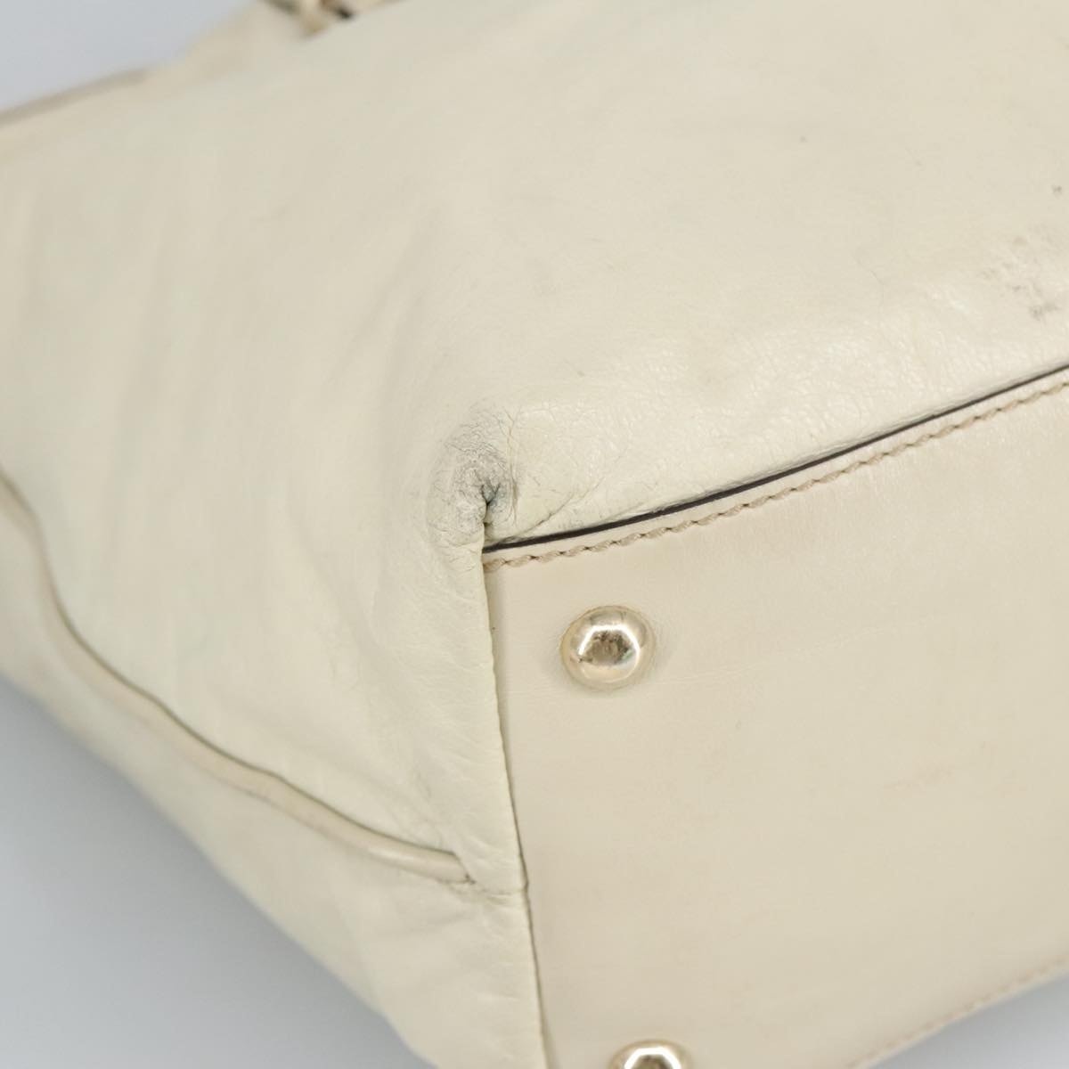 GUCCI Tote Bag Leather Beige Gold - 14