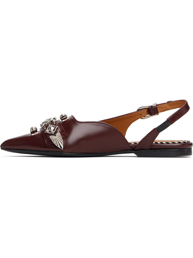 TOGA PULLA Burgundy Metal Belt Flats outlook