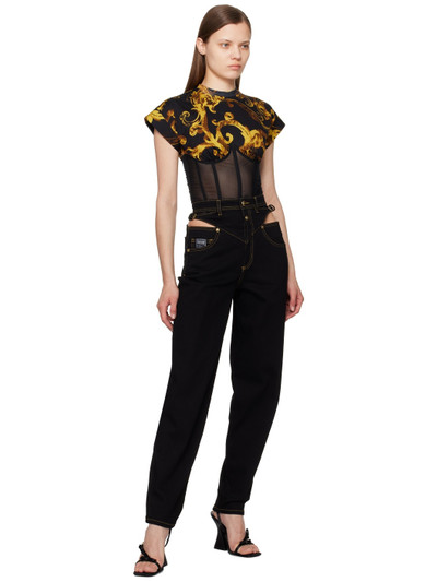 VERSACE JEANS COUTURE Black & Gold Watercolor Baroque T-Shirt outlook