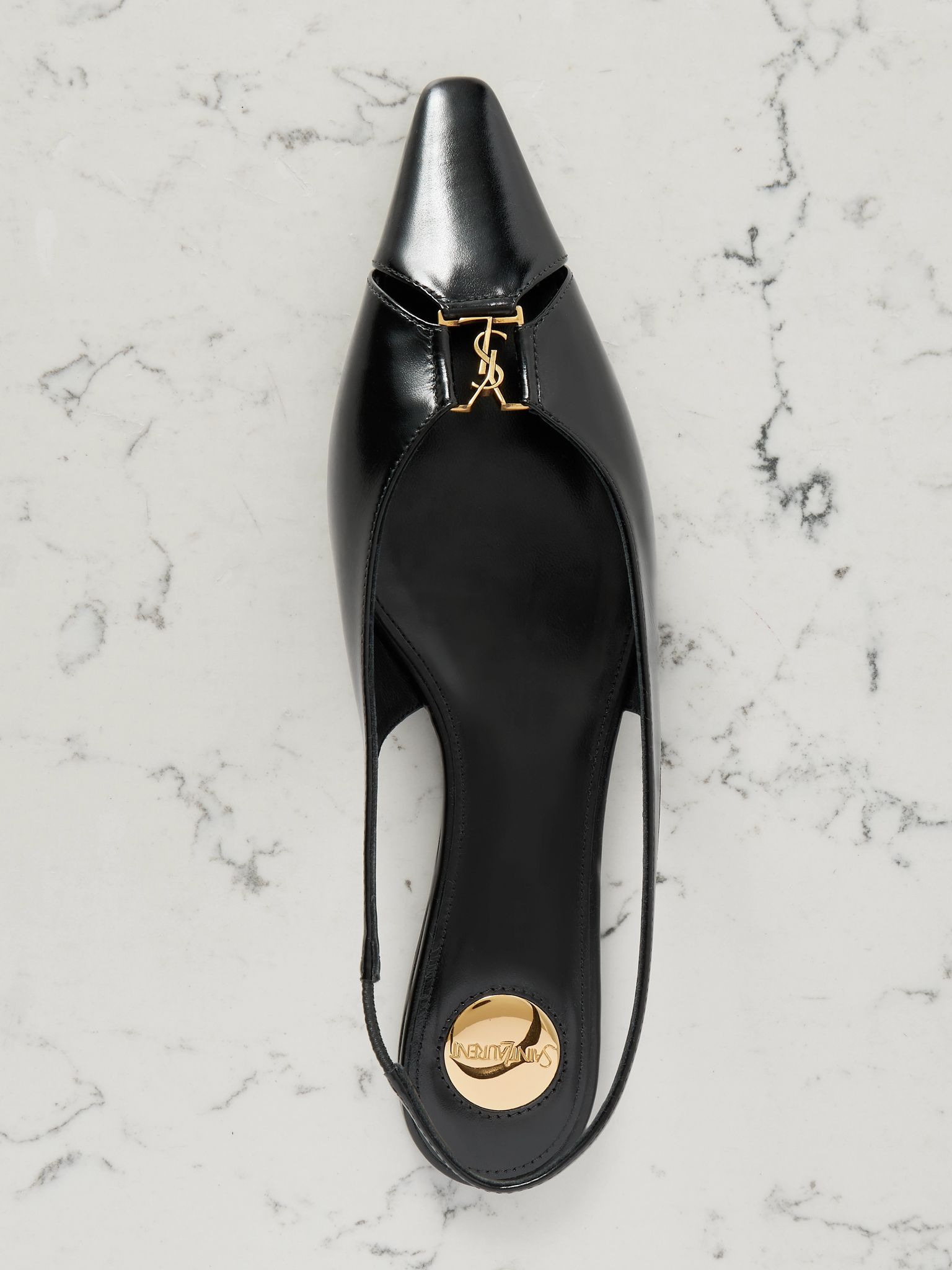 Babylone embellished leather slingback point-toe flats Black - 5