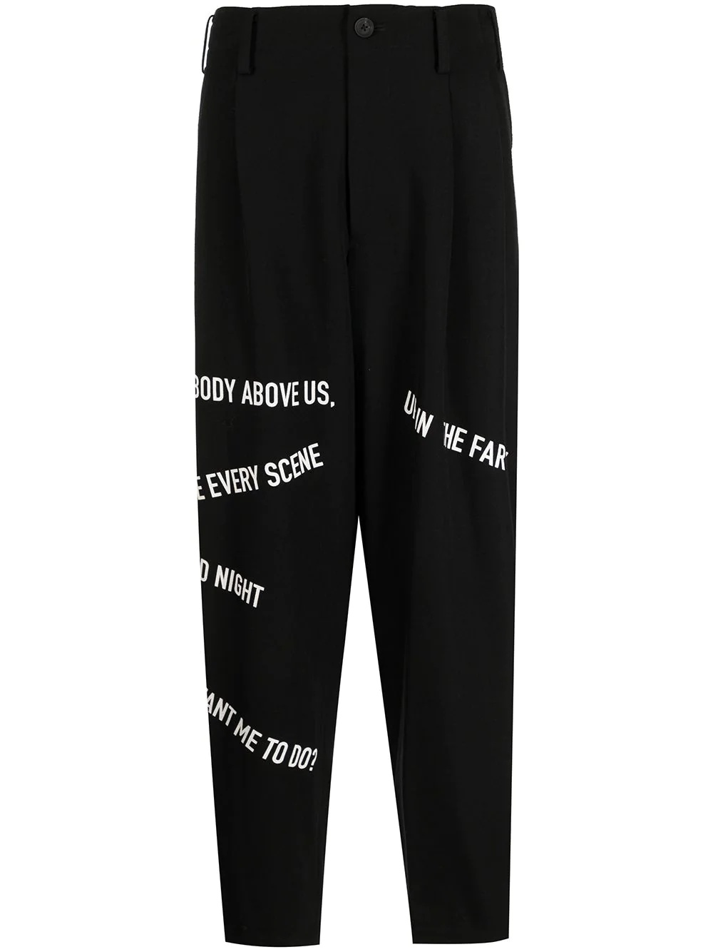 slogan-print dropped-crotch trousers - 1