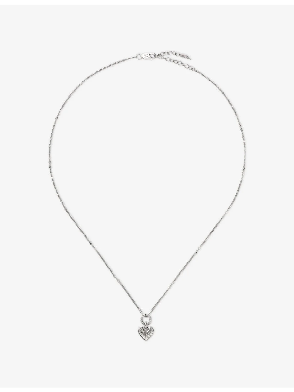 Mini Ridge Heart Charm Silver Plated Sterling-Silver Pendant Necklace - 1