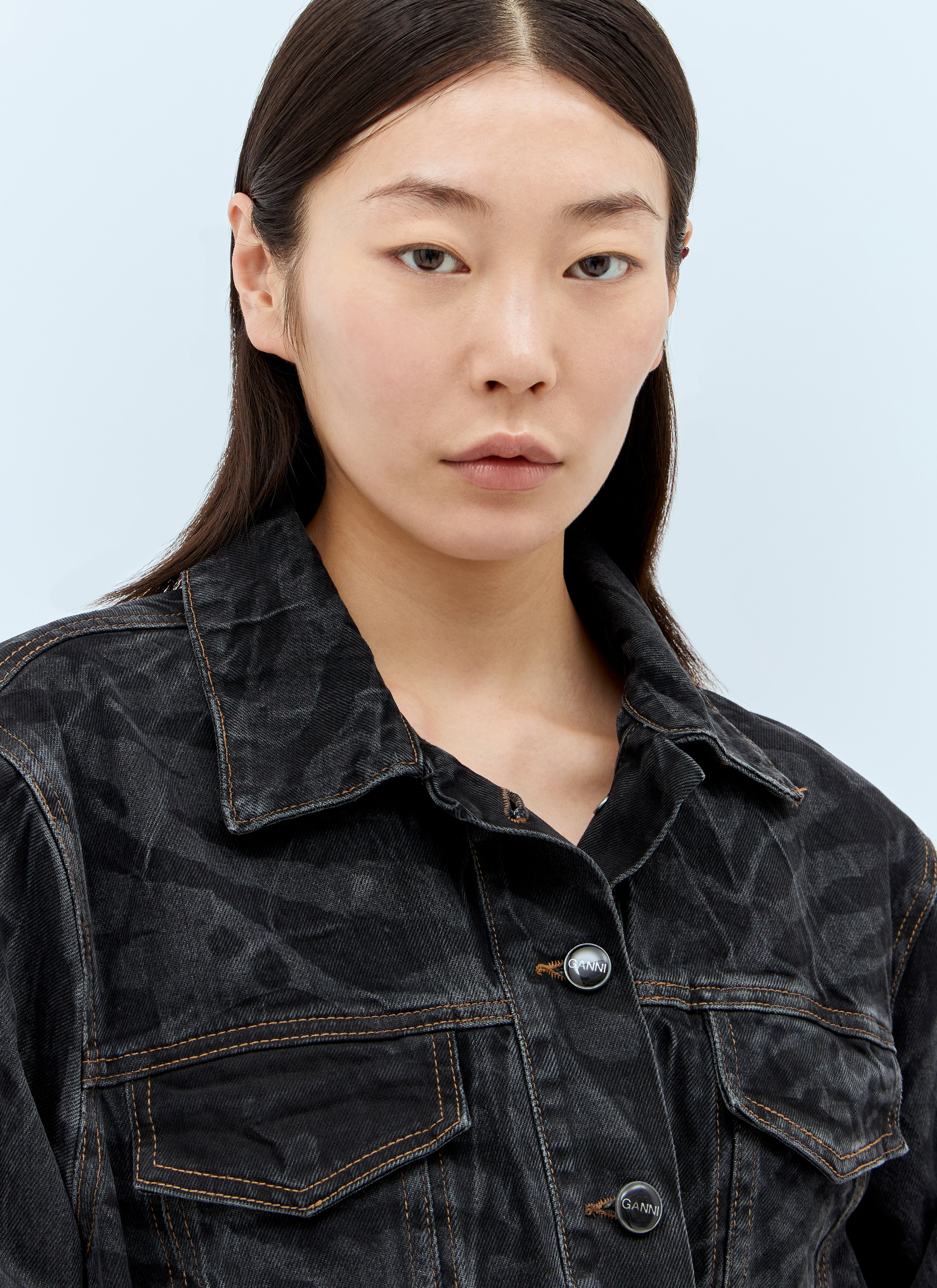 Ganni Women Lazer Denim Bomber Jacket - 4