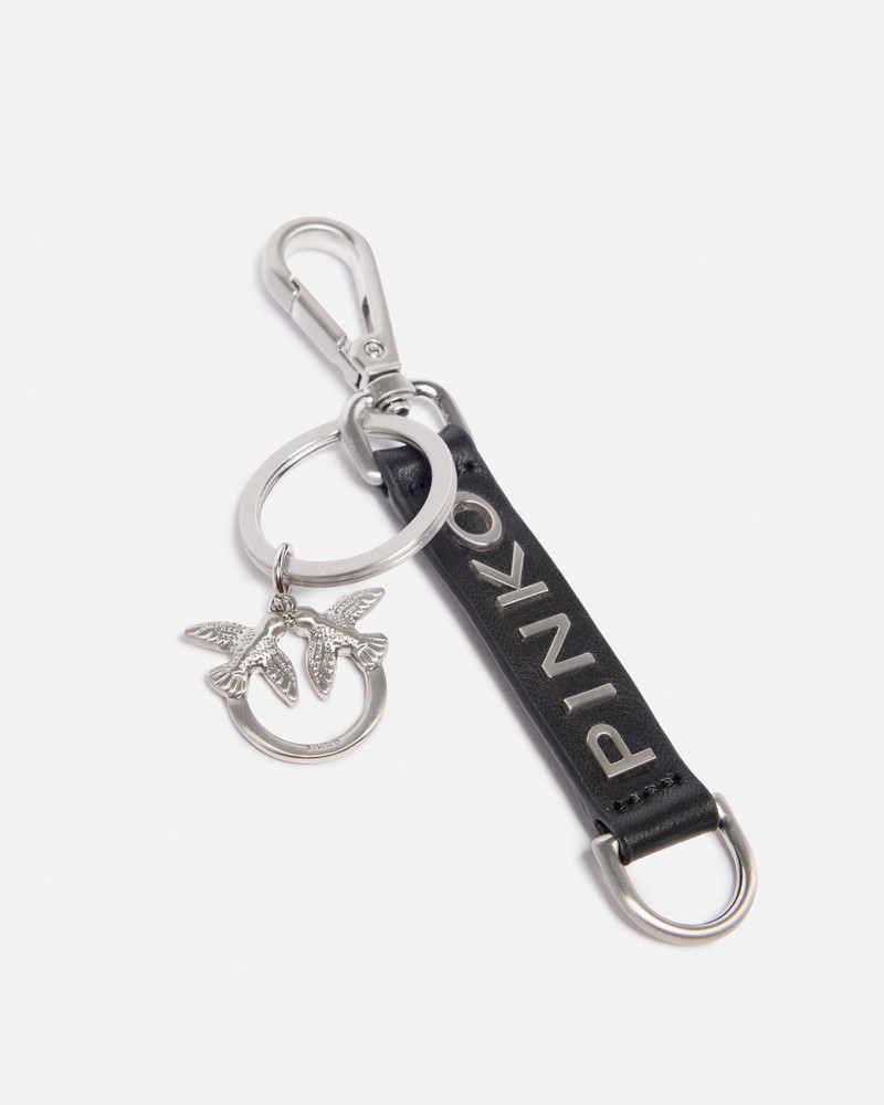 PINKO FAUX LEATHER LOGO AND BIRDS KEYRING outlook
