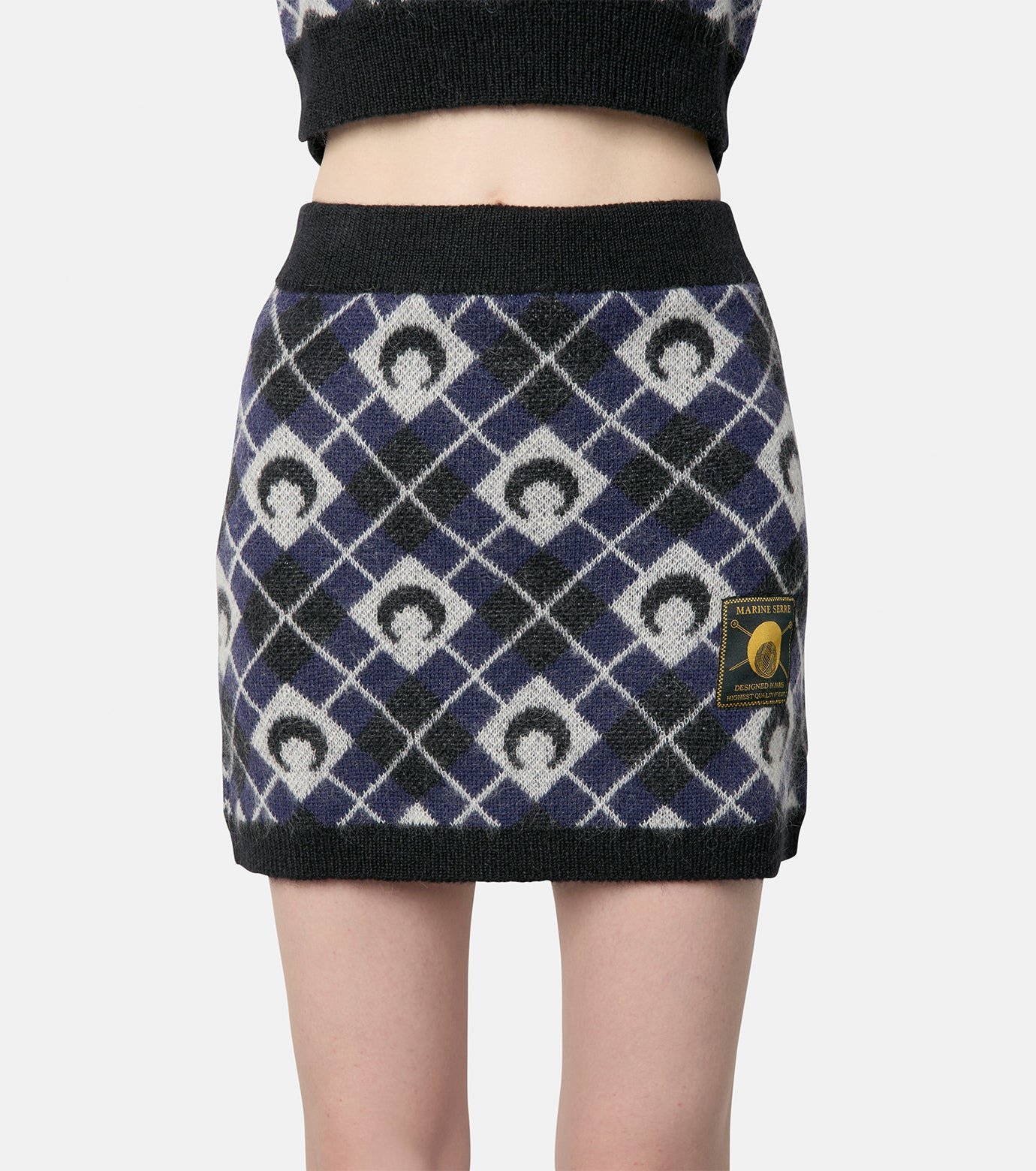 Moon Argyle Knit Mini Skirt - 2