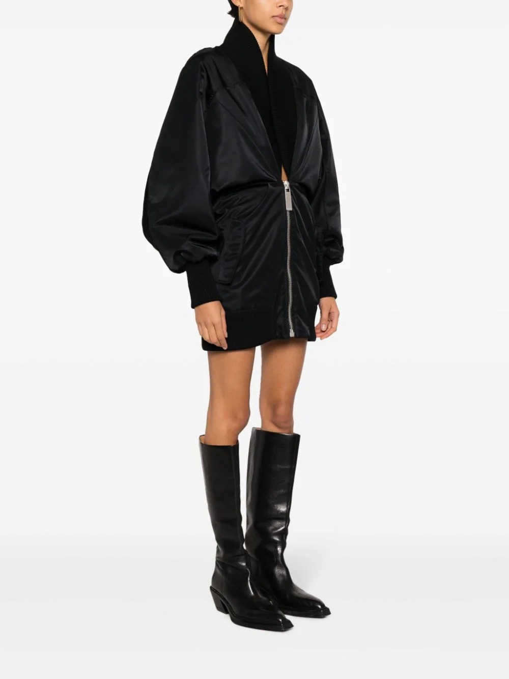 OFF-WHITE Women Puff-Sleeve Zipped Mini Dress - 2