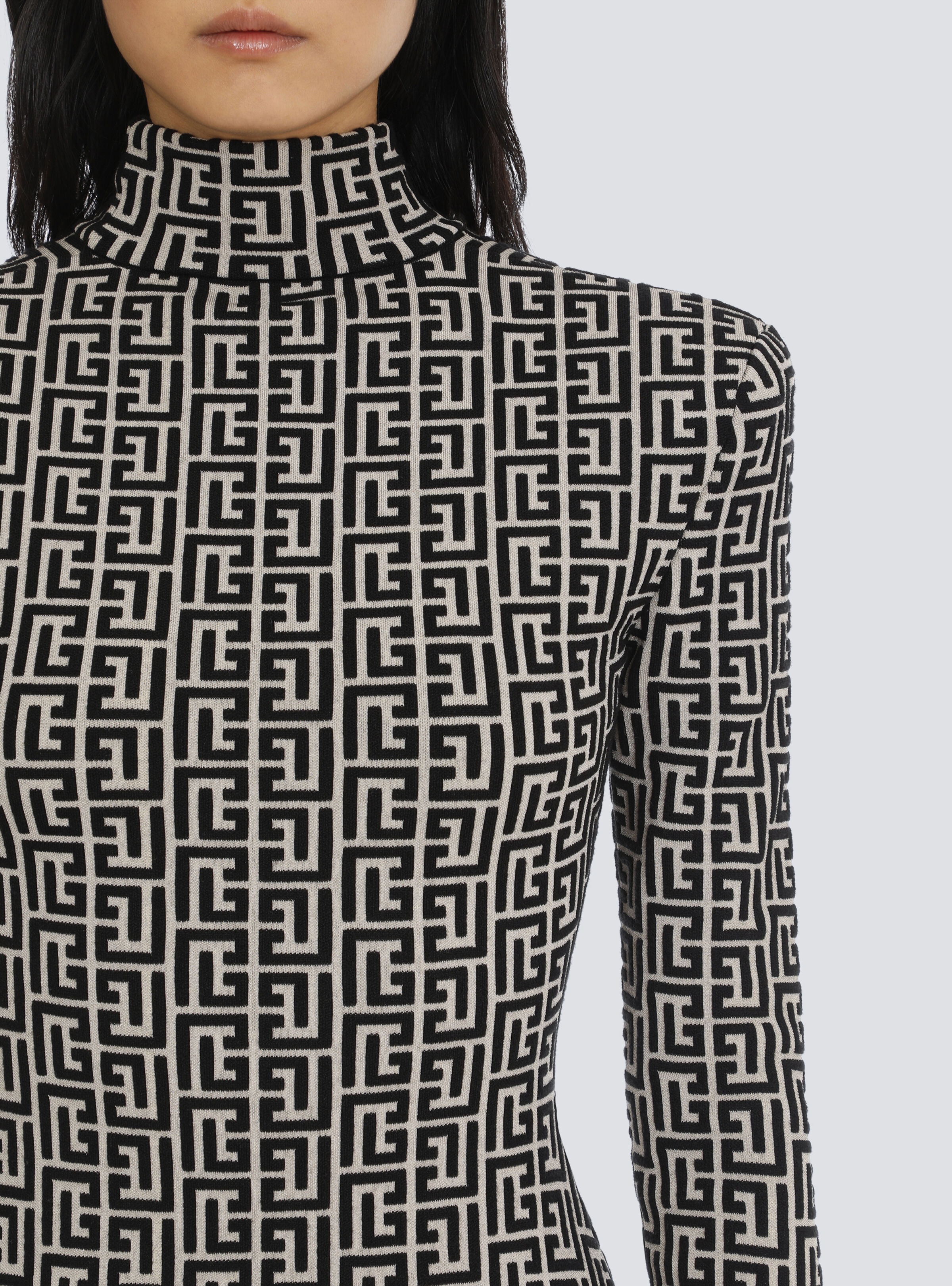 Knit sweater with Balmain monogram - 7