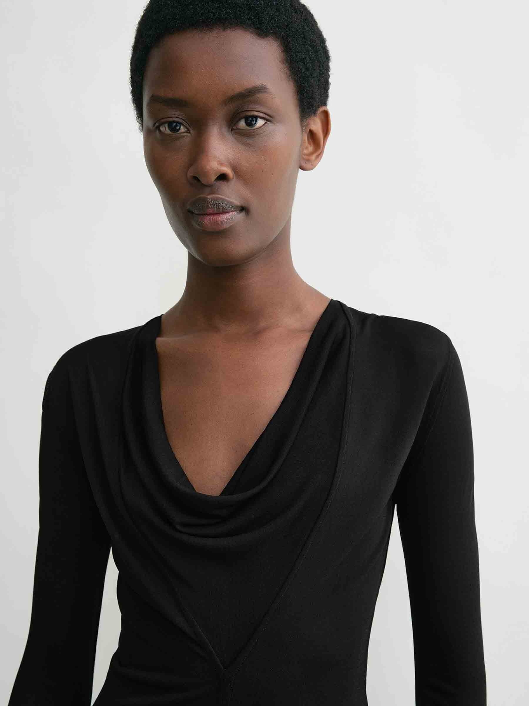 DRAPED V-NECK JERSEY - 3