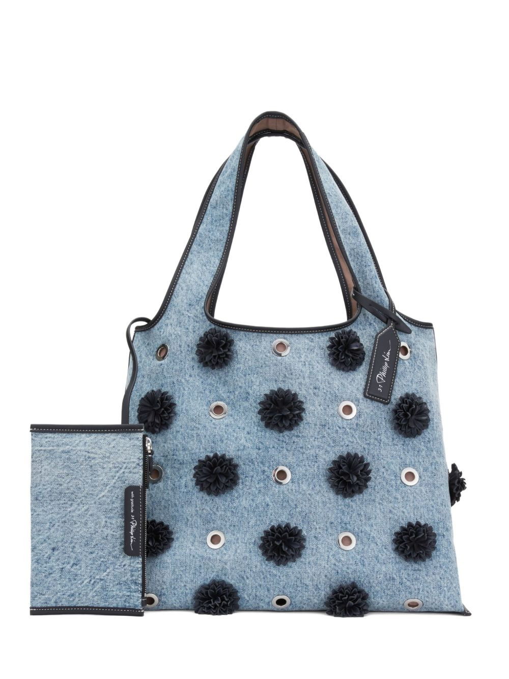 pom-pom eyelet tote bag - 3