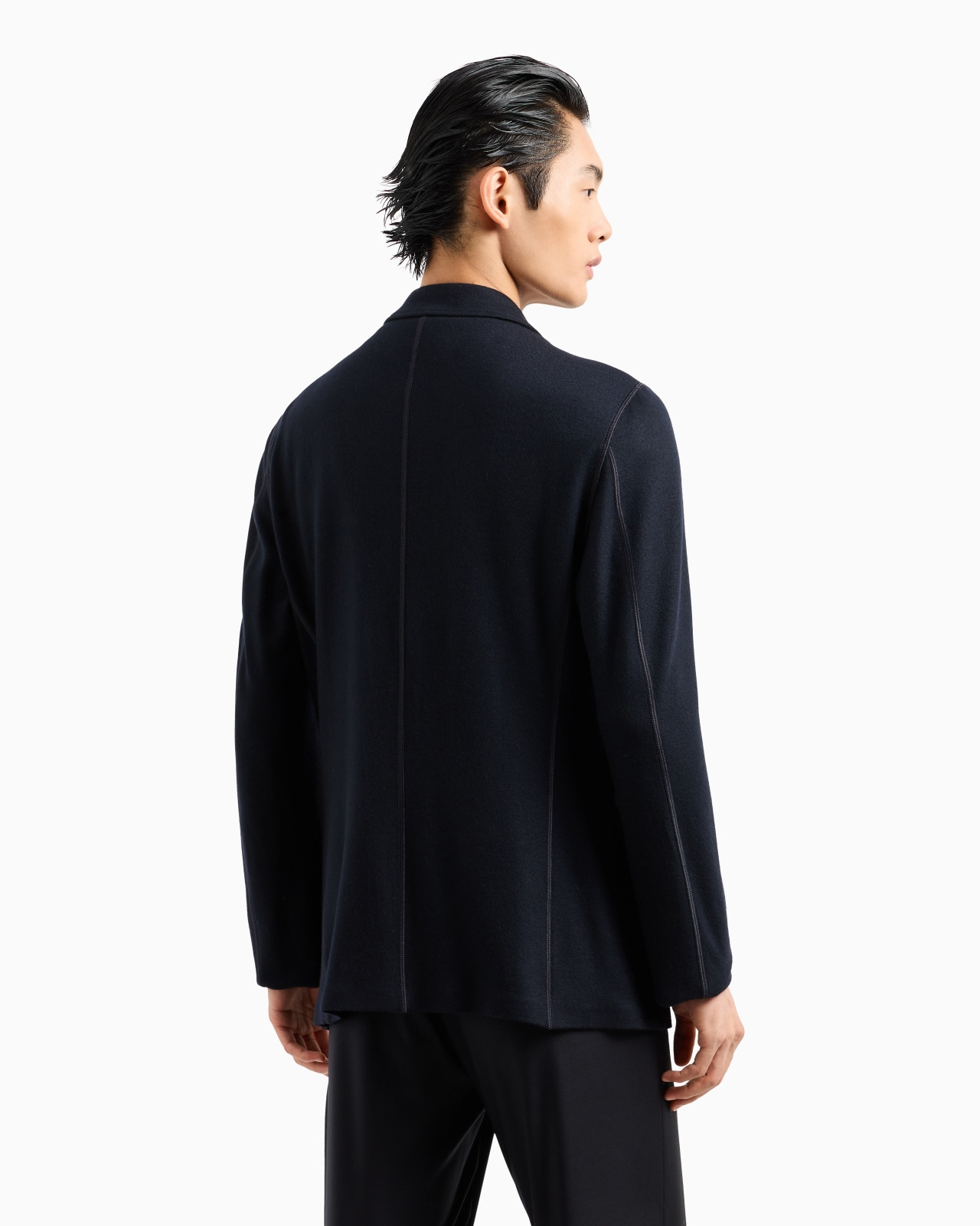 Icon double-breasted jacket in fulled cashmere interlock - 3