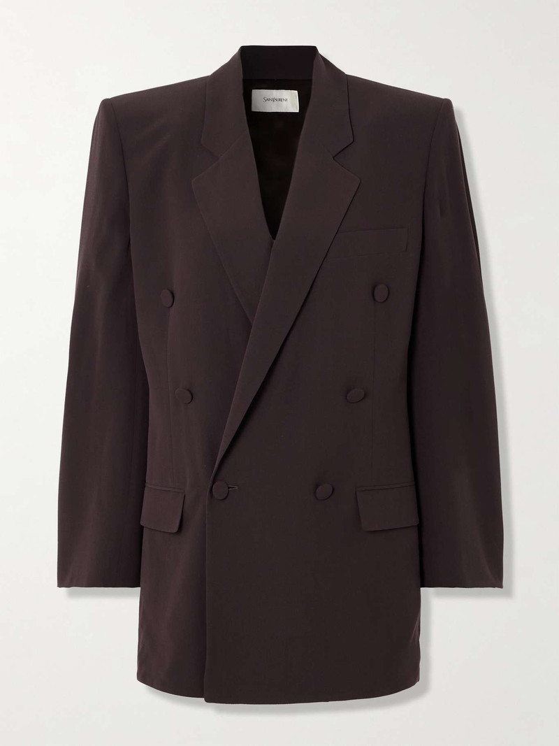 Double-breasted silk-crepe blazer - 1