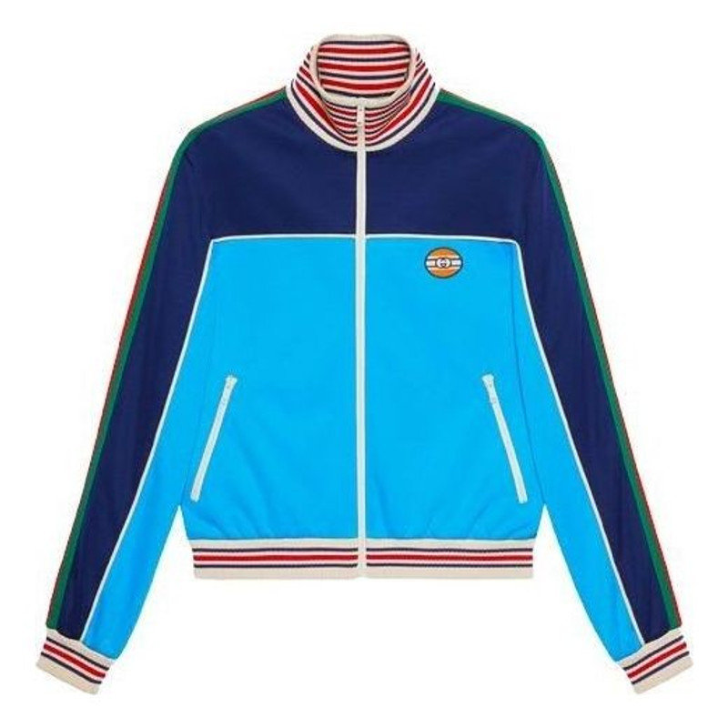Gucci Technical Jersey Zip-Up Jacket With Web 'Blue' 645206-XJC5N-4233 - 1