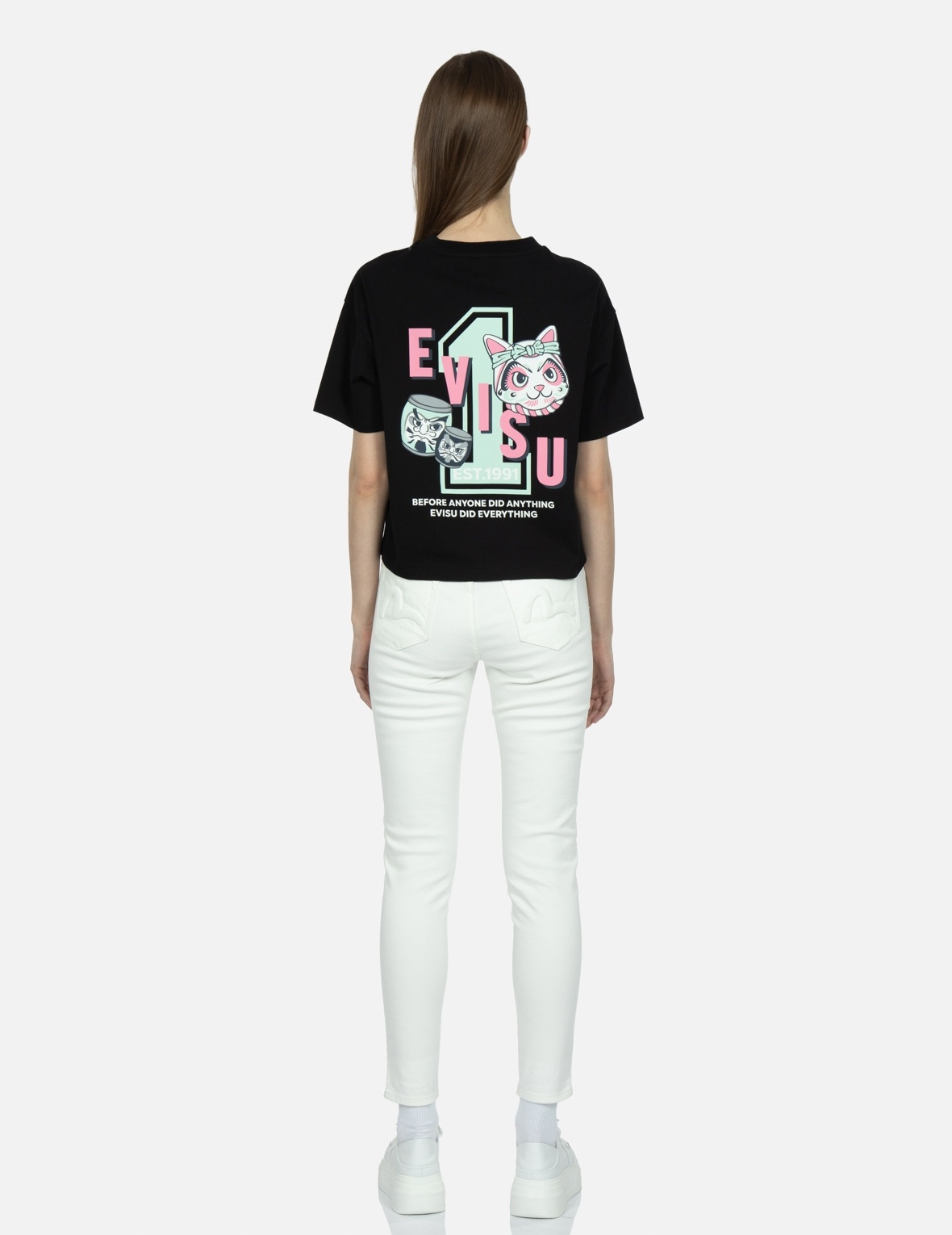 FORTUNE CAT WITH TAIKO DARUMA PRINT T-SHIRT - 5