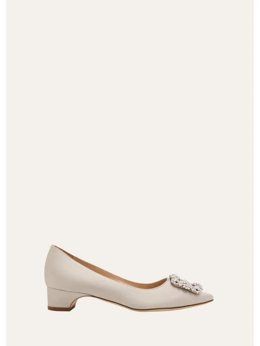 25mm Hangisibar Satin Crystal Buckle Pumps - 1