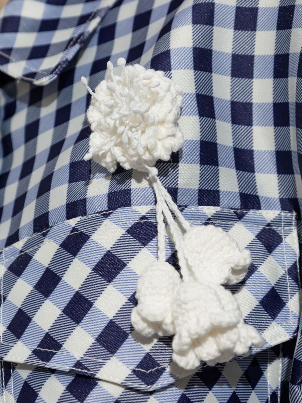 check-print pom-pom jacket - 5