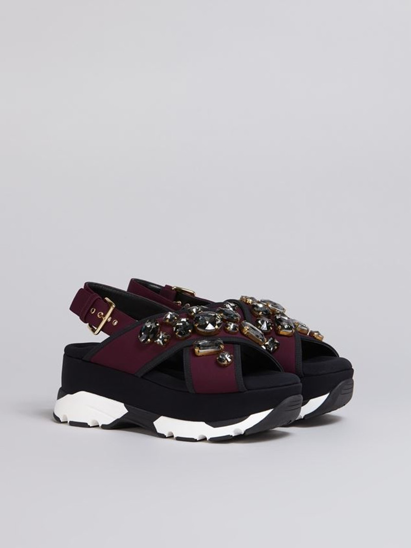 Marni BURGUNDY AND BLACK WEDGE IN TECHNICAL FABRIC outlook