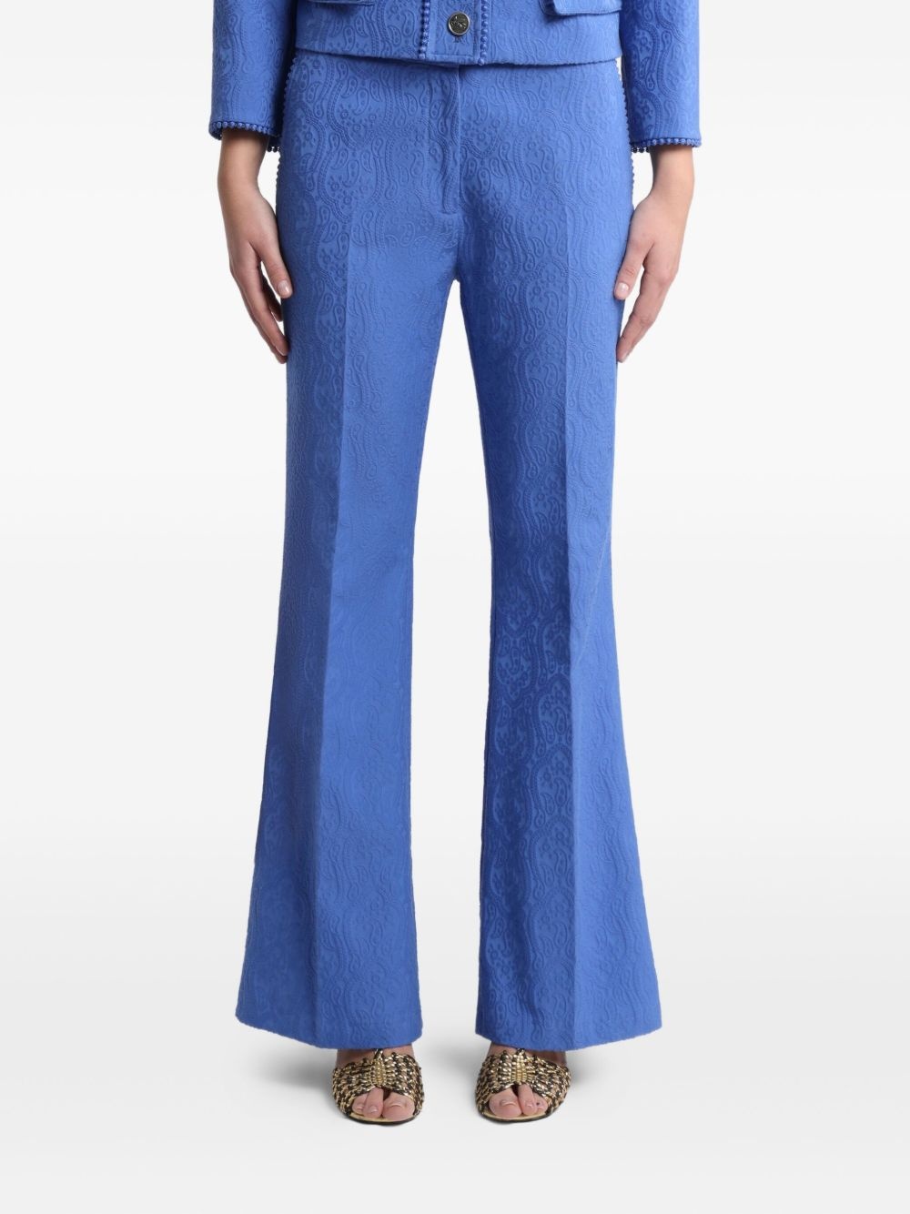 paisley-jacquard flared trousers - 3