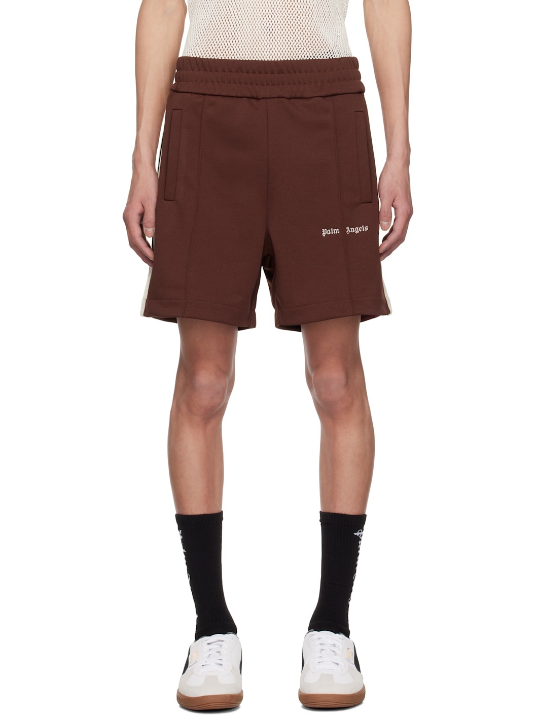 Burgundy Embroidered Logo Track Shorts - 1